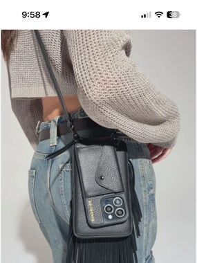 Bandolier Black Phone Case with 12 pro max with Fringe zipper pouch